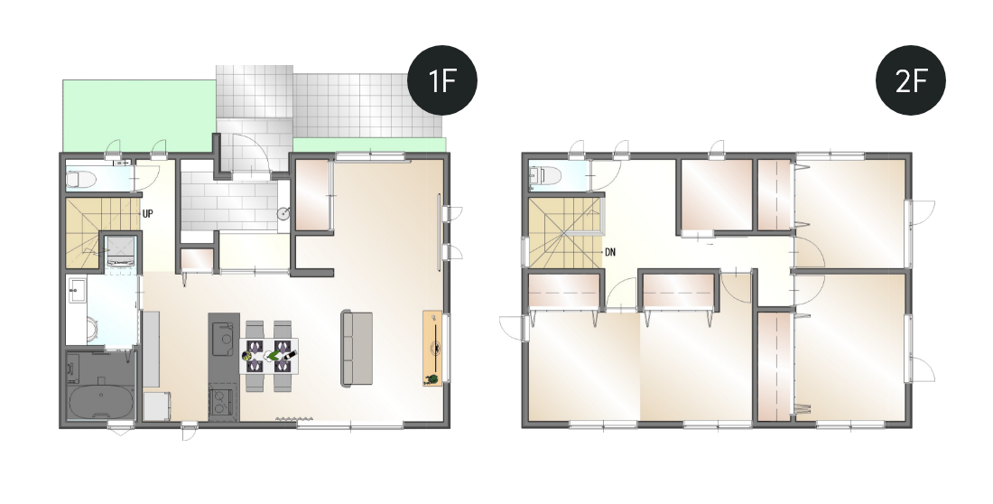 1F 2Fの間取り図